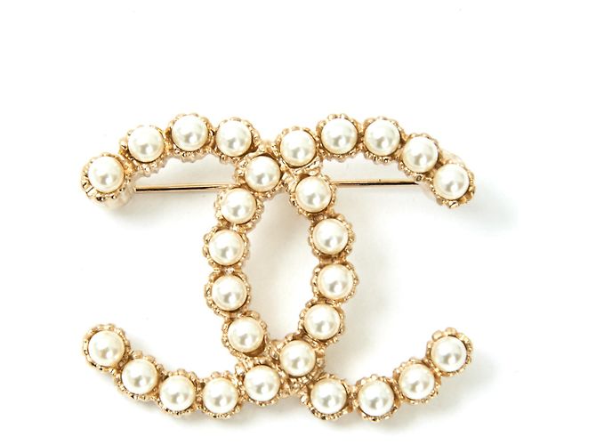 Chanel LARGE CC PEARLS Métal Doré