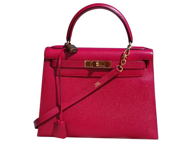 Hermès Kelly Sellier Hermes vermelho ouro Hdw Handbag Couro  ref.223461