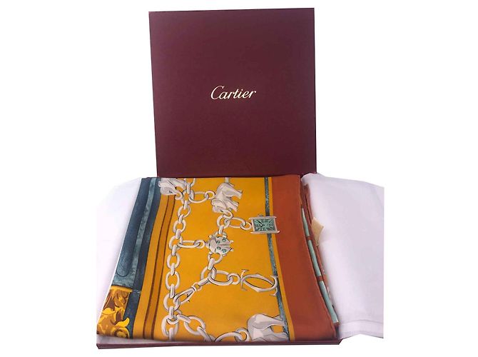 Lenço de seda Must de Cartier Laranja e Amarelo