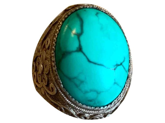 Vintage Rings Silvery Turquoise Silver  ref.126990