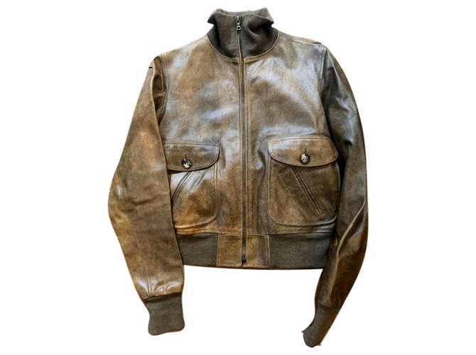 Mac Douglas Leather coat Brown  ref.127019