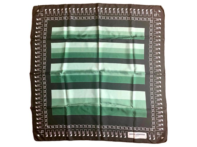 Paco Rabanne Silk scarves Black Green  ref.127034