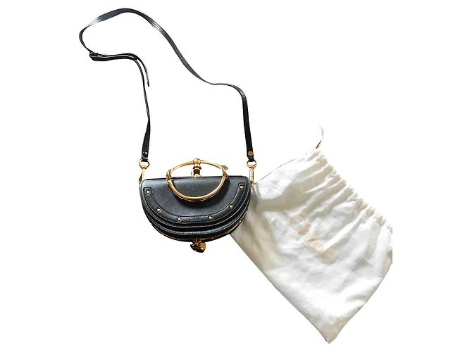 Chloé Nile Minaudière Bolsa de couro preta Preto