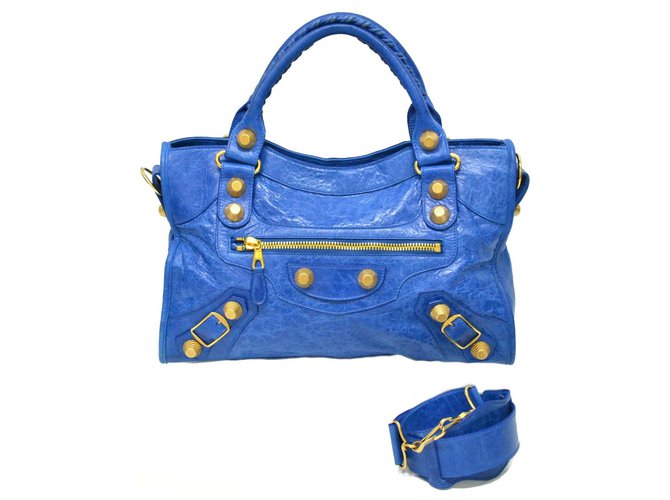 Balenciaga city Blue Leather  ref.127126