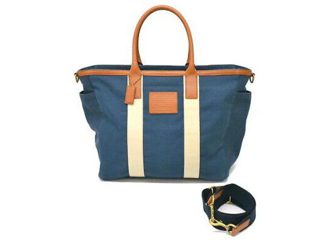Coach Tote bag Blue Cloth  ref.127147