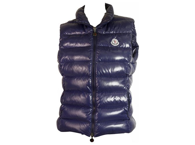 Moncler Ghany Giubbotto Blue Puffer Gillet gilet Sleevelss giacca zip frontale sz 1 Poliestere  ref.127149
