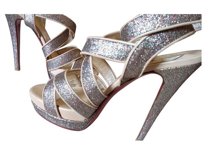 Christian Louboutin criss-cross glitter heels EU36  ref.127151