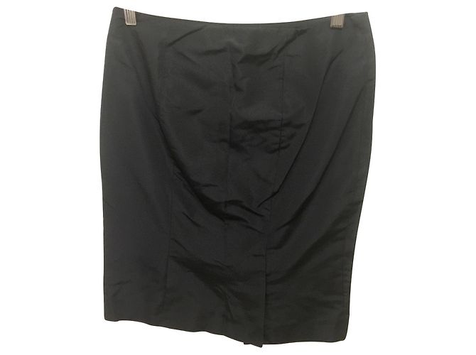Alexander Mcqueen Saia de lápis de seda preta Preto