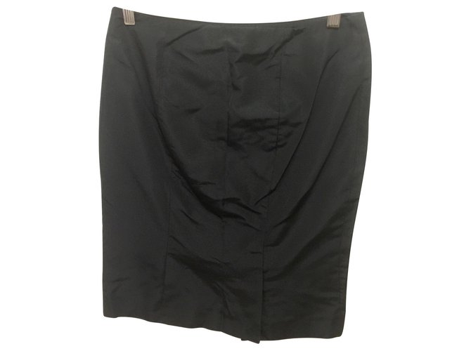 Alexander Mcqueen Black silk pencil skirt  ref.127152