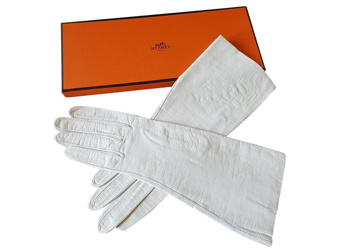 Hermès Handschuhe Creme Leder  ref.127159
