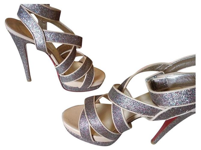 Christian Louboutin criss-cross glitter heels EU36  ref.127162
