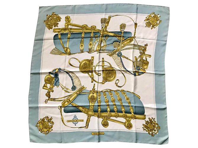 Hermès Short Harness Blu chiaro Seta