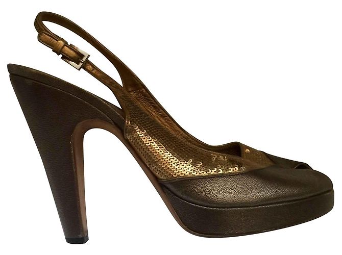 Prada Bronze peeptoes with sequins Golden
