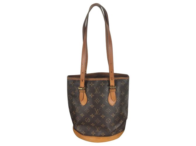 Bucket Louis Vuitton Cangilón Castaño Lienzo  ref.127263