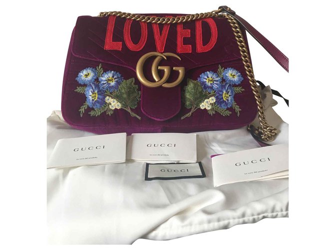 Gucci Marmont loved Velours Violet  ref.127284