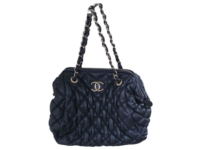 Chanel bubble Navy blue Leather  ref.127319
