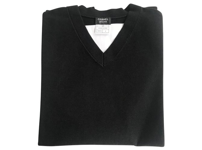 CHANEL SWEATER MEN'S V-neck JERSEY SMALL SIZE / NEW ARTICLE Navy blue Cotton Wool  ref.127386