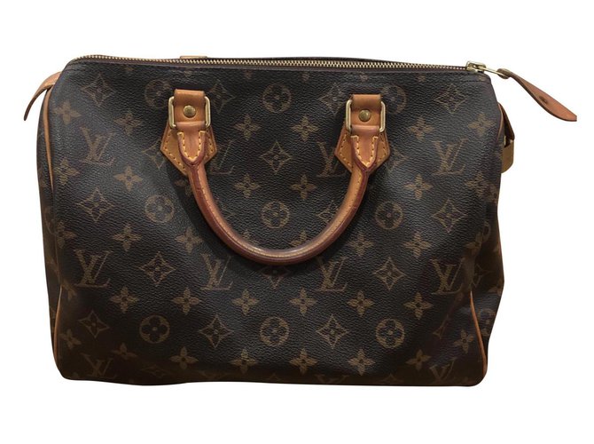 Louis Vuitton Speedy monogram Brown Cloth  ref.127413