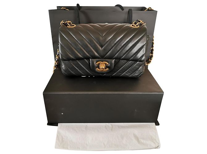 Chanel Chevron Mini Rectangular bag Black