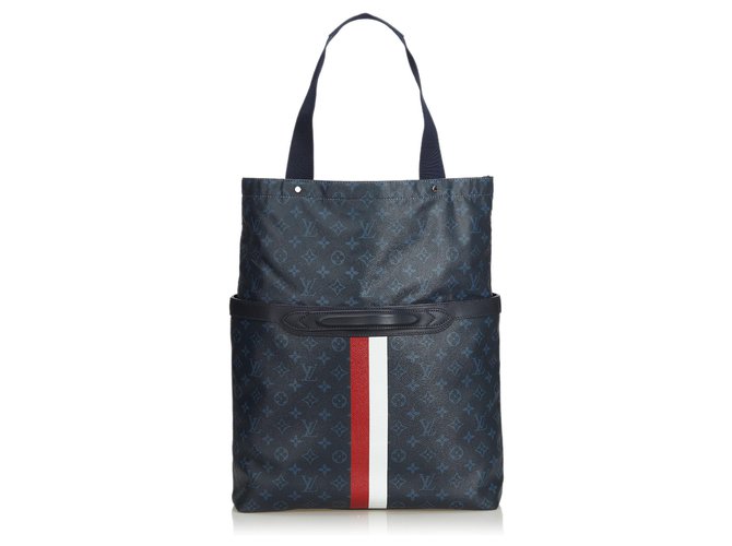 Louis Vuitton Blue Ultra Light Paint Stripes Tote Bag Multiple colors Dark blue Leather Cloth  ref.127442