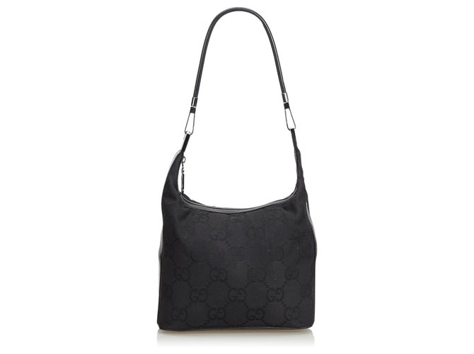 Gucci Black Nylon Shoulder Bag Leather Cloth  ref.127451