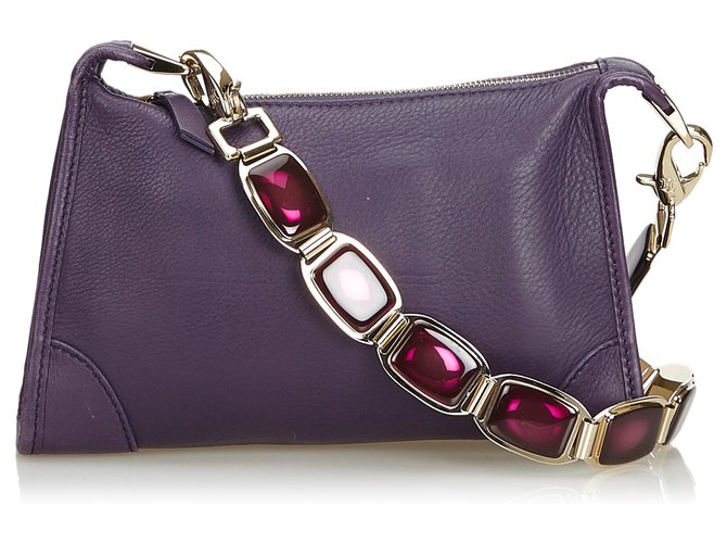 Céline Celine Purple Leather Shoulder Bag  ref.127452
