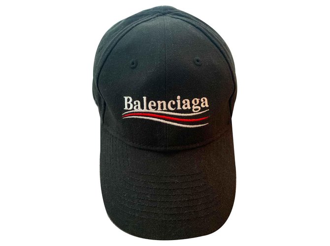 Cappellino ricamato con logo Balenciaga Nero Cotone  ref.127482