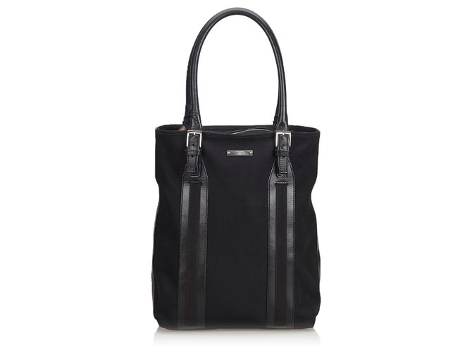 Gucci Black Canvas Tote Bag Leather Cloth Cloth  ref.127483