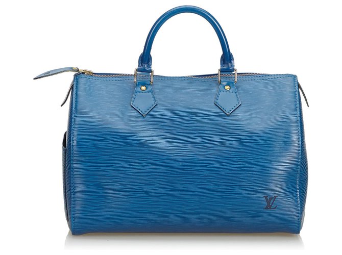 Louis Vuitton Blue Epi Speedy 30 Azul Couro  ref.127523