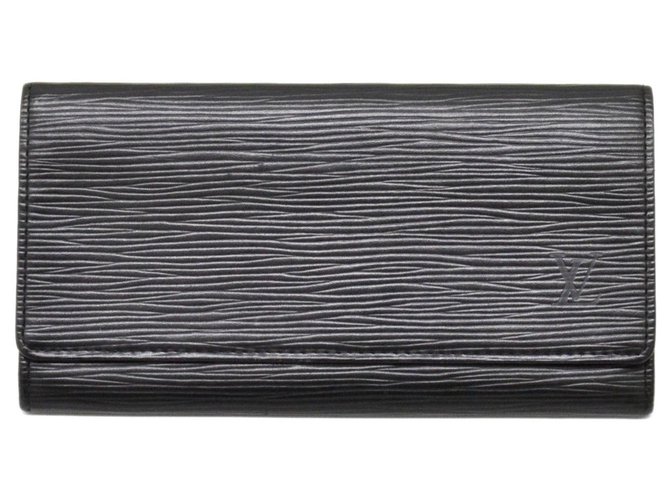 Louis Vuitton Long Wallet Black Leather  ref.127542