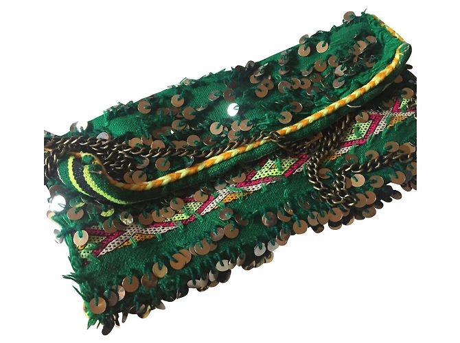 Autre Marque Bolso tipo pouch Orane de algodón verde