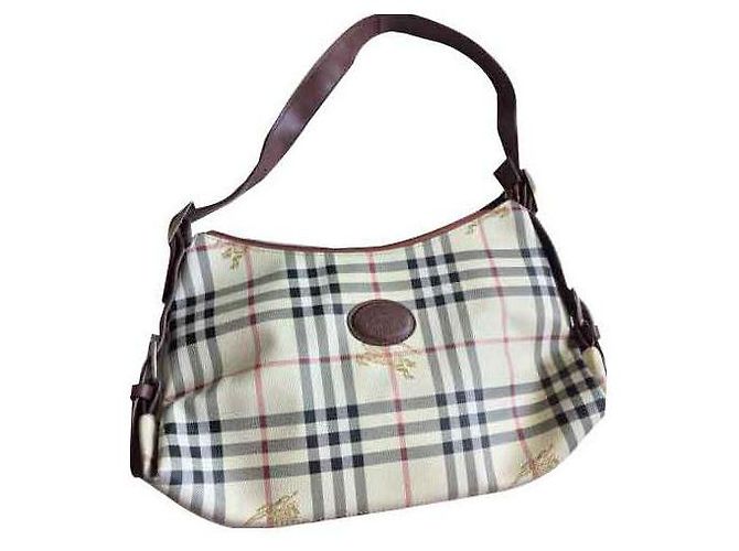 Borsa Burberry Beige Bordò Marrone chiaro Pelle