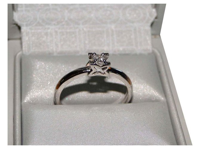 inconnue Diamond White Gold Solitaire Ring 0.09 ct Silvery  ref.127647