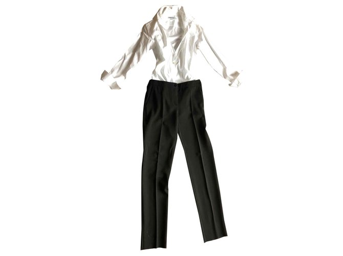 Chanel calça, leggings Preto Lona  ref.127652