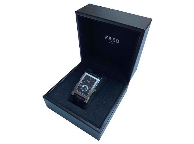 Fred Men's Automatic Watch Black Exotic Leather