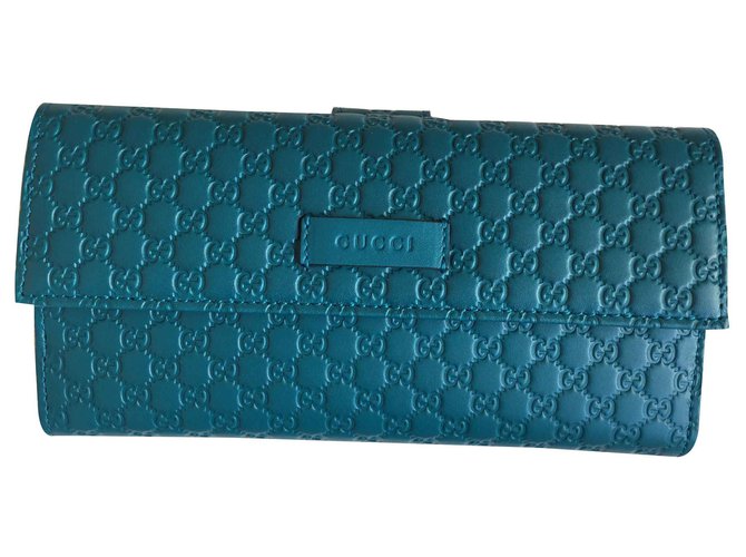 Gucci portefeuilles Cuir Turquoise  ref.127681