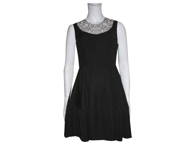 Autre Marque Needle & Thread Schwarzes Kleid mit Spitze Weiß Seide  ref.127720