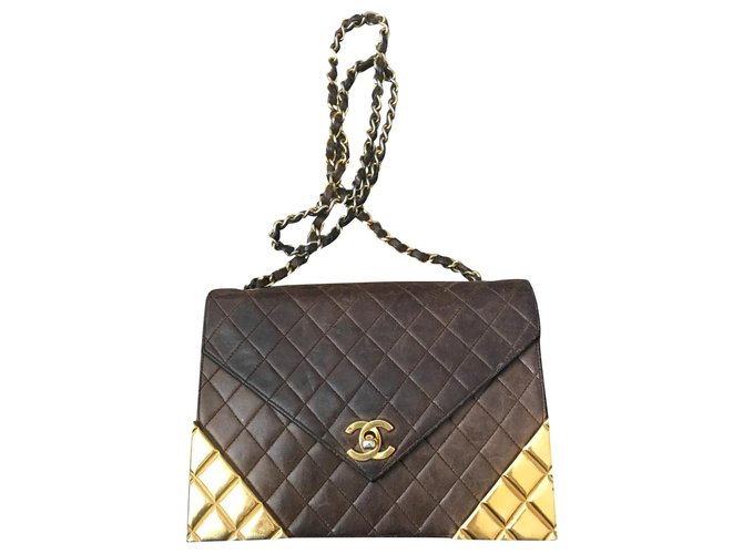 Chanel Handbags Dark brown Leather  ref.127754