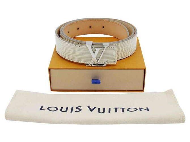 Ceinture Louis Vuitton LV initiales en cuir épi couleur crème Écru  ref.127756