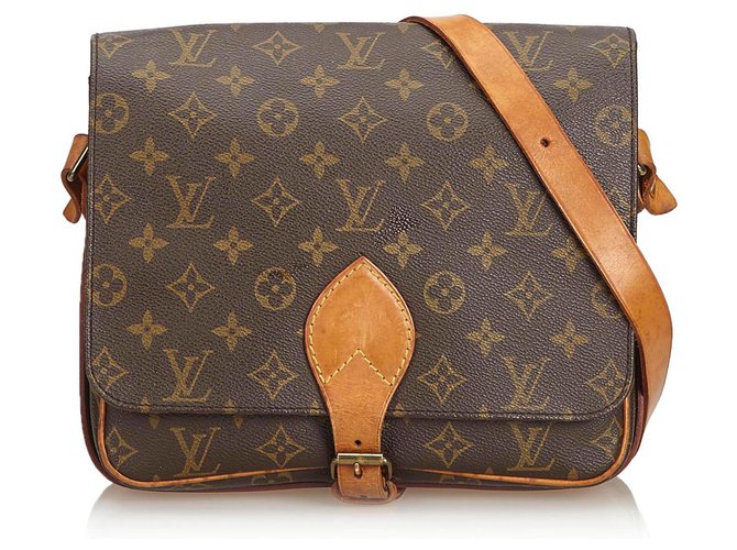 Louis Vuitton Brown Monogram Cartouchiere GM Leather Cloth  ref.127813
