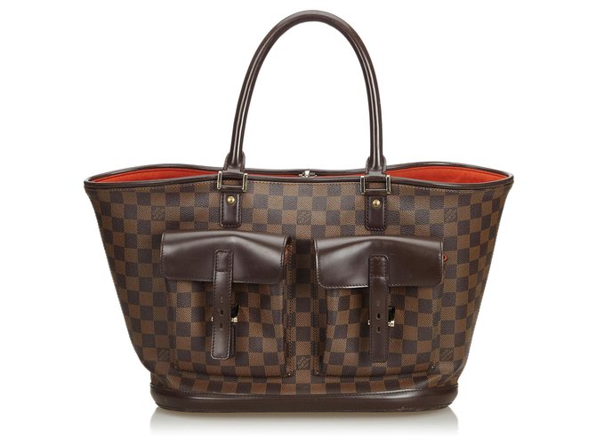 Louis Vuitton Brown Damier Ebene Manosque GM Leather Cloth  ref.127826