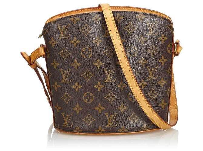 Louis Vuitton Brown Monogram Drouot Leather Cloth  ref.127842