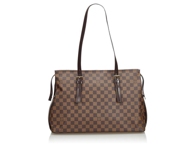 Louis Vuitton Brown Damier Ebene Chelsea Leather Cloth  ref.127847