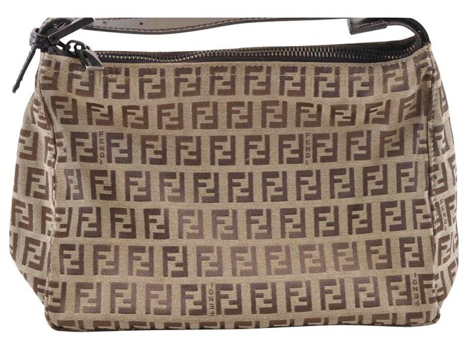 Fendi Zucca Hand Bag Brown Cloth  ref.127873