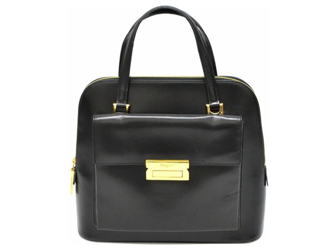 Salvatore Ferragamo Vintage Handbag Black Leather  ref.127875
