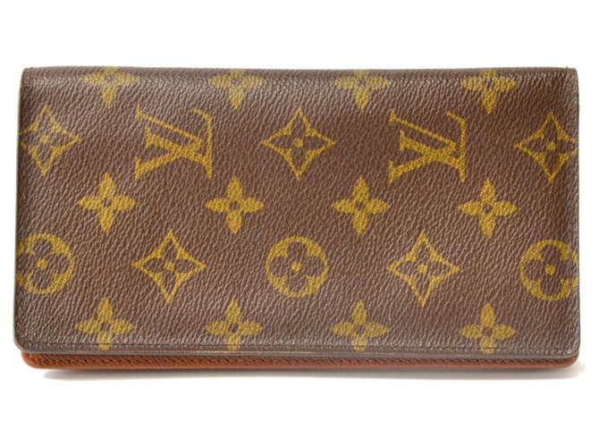 Louis Vuitton Long Wallet Brown Cloth  ref.127878
