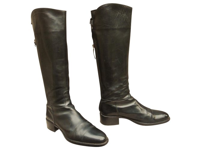 riding boots Sartore Black Leather  ref.127957