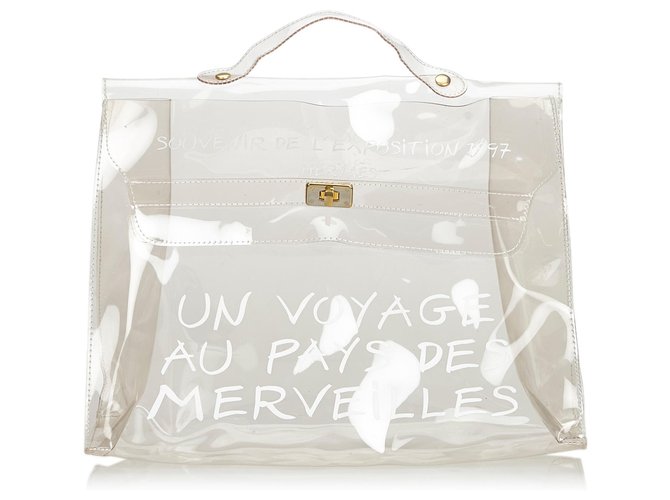 Hermès Hermes White Vinyl Kelly Handbag Plastic  ref.128030