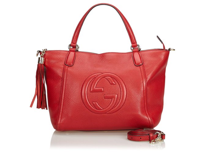 Gucci Red Soho Working Satchel Rosso Pelle  ref.128047