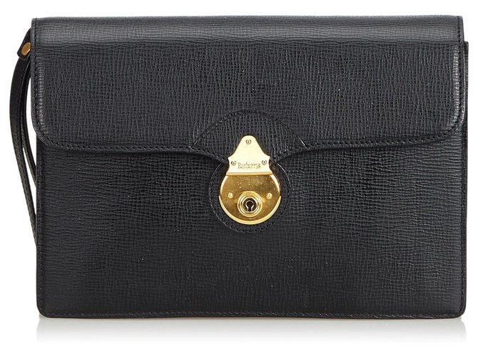 Burberry Black Leather Clutch Bag  ref.128054